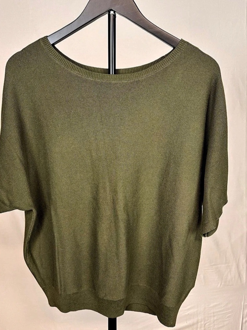 QUINCE OLIVE GREEN LIGHTWEIGHT COTTON CASHMERE DOLMAN SWEATER SIZE M